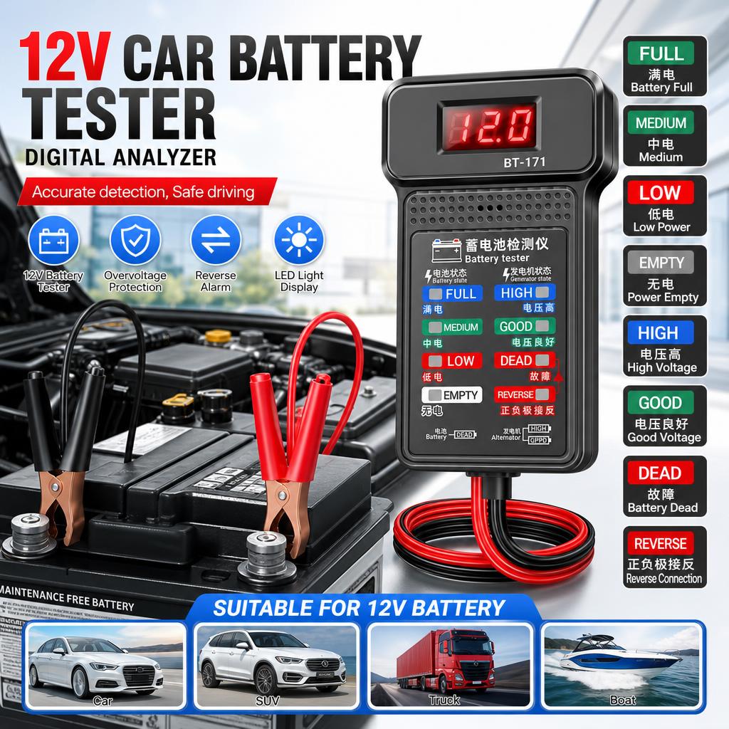 Car Battery Load Tester Digital Cranking - 12V Car Battery Tester Digital Analyzer