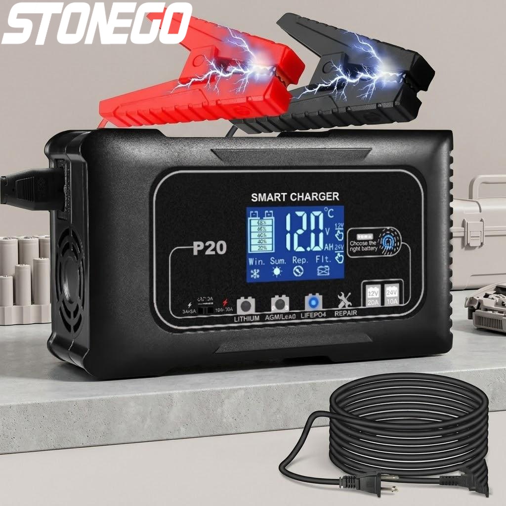 Smart Car Battery Charger 12V 24V 20A - 12V 24V 20A Smart Battery Charger