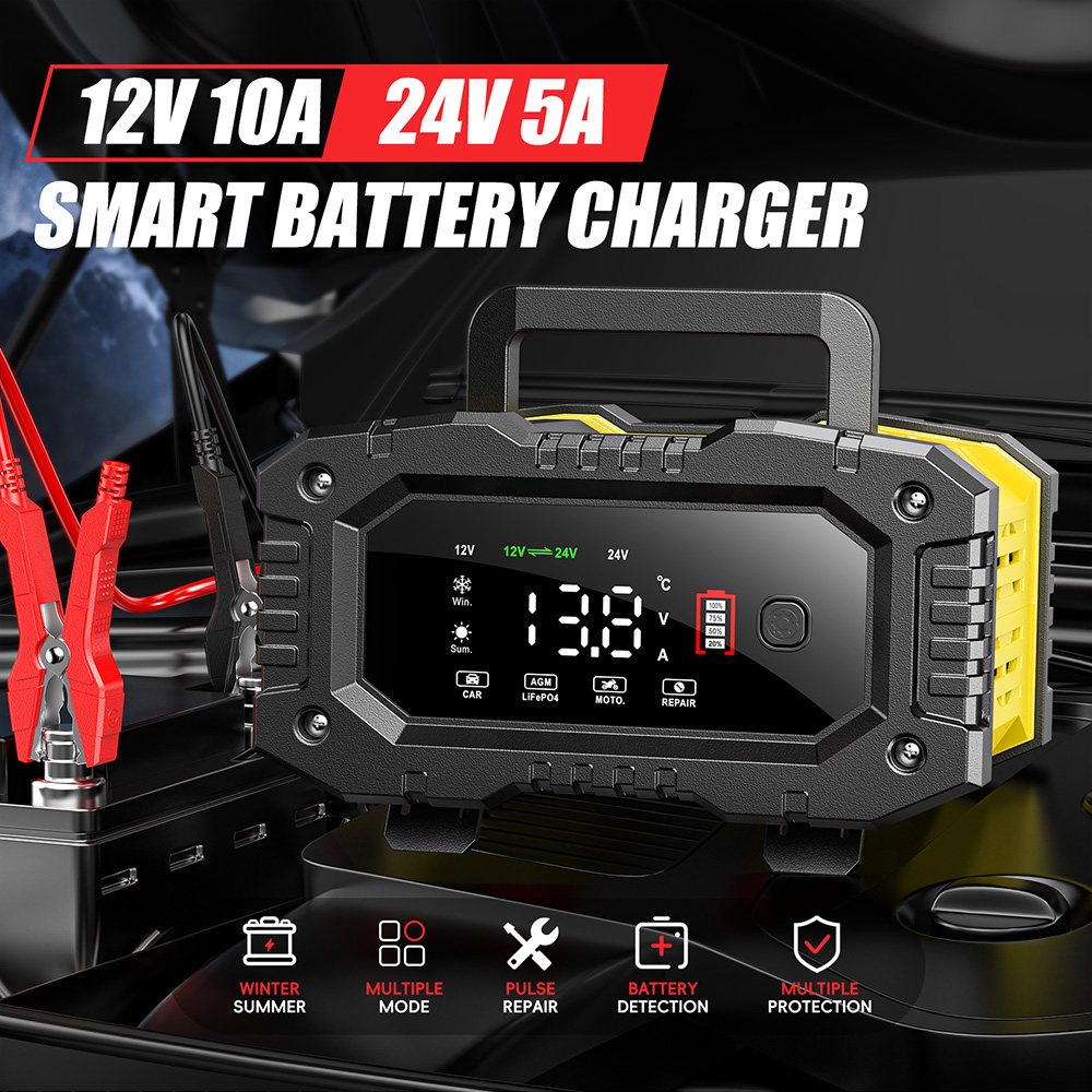 FOXSUR 12V 24V Car Motorcycle  - Lifepo4 Battery Charger Smart Automatic ulasan dan harga