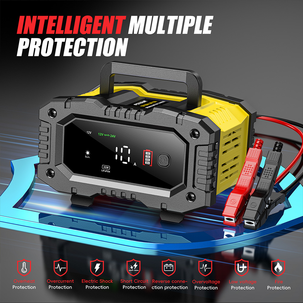 FOXSUR 12V 24V Car Motorcycle  - Lifepo4 Battery Charger Smart Automatic ulasan dan harga