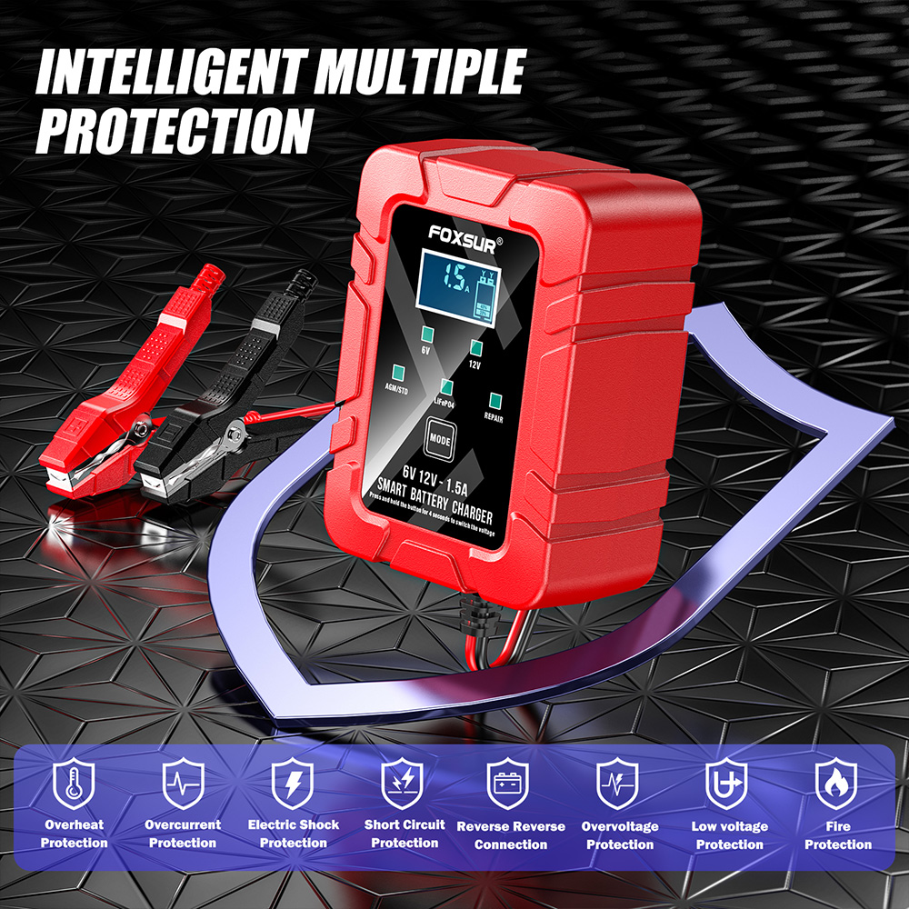 FOXSUR FBC061215D 6V 12V 1.5A  - Lifepo4 Battery Charger Smart Automatic ulasan dan harga