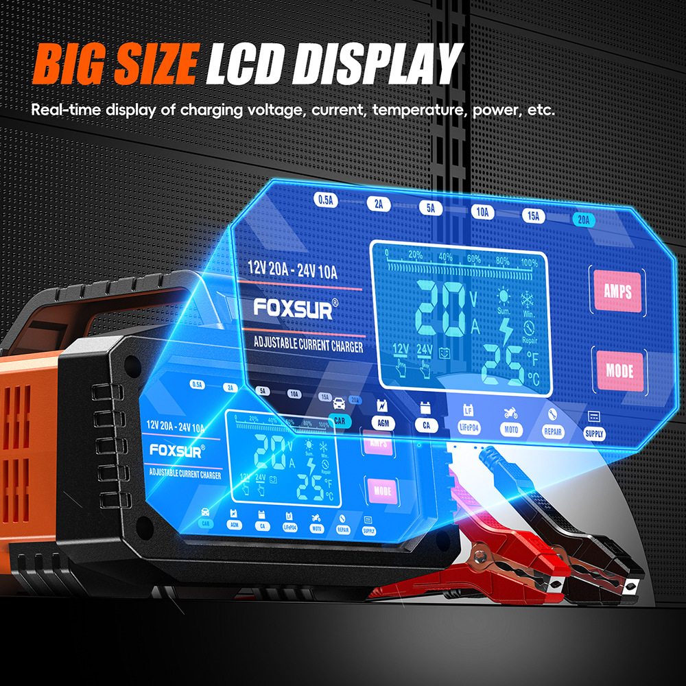12V/24V Portabl 0.5A-20A  Car  - Smart Car Battery Charger 12V 24V 20A ulasan dan harga