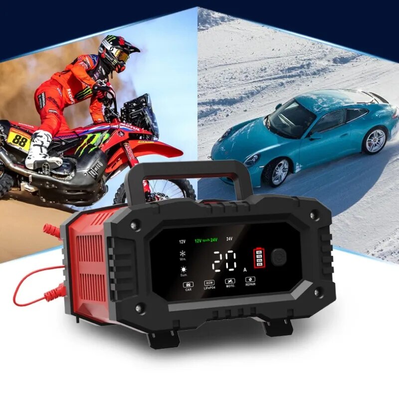 20A/10A Car Motorcycle Battery - Smart Car Battery Charger 12V 24V 20A ulasan dan harga