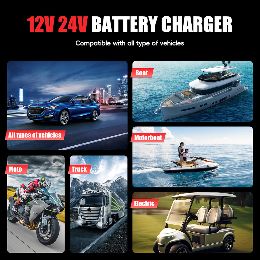 FOXSUR 12V/20A 24V/10A Smart B - Smart Car Battery Charger 12V 24V 20A ulasan dan harga