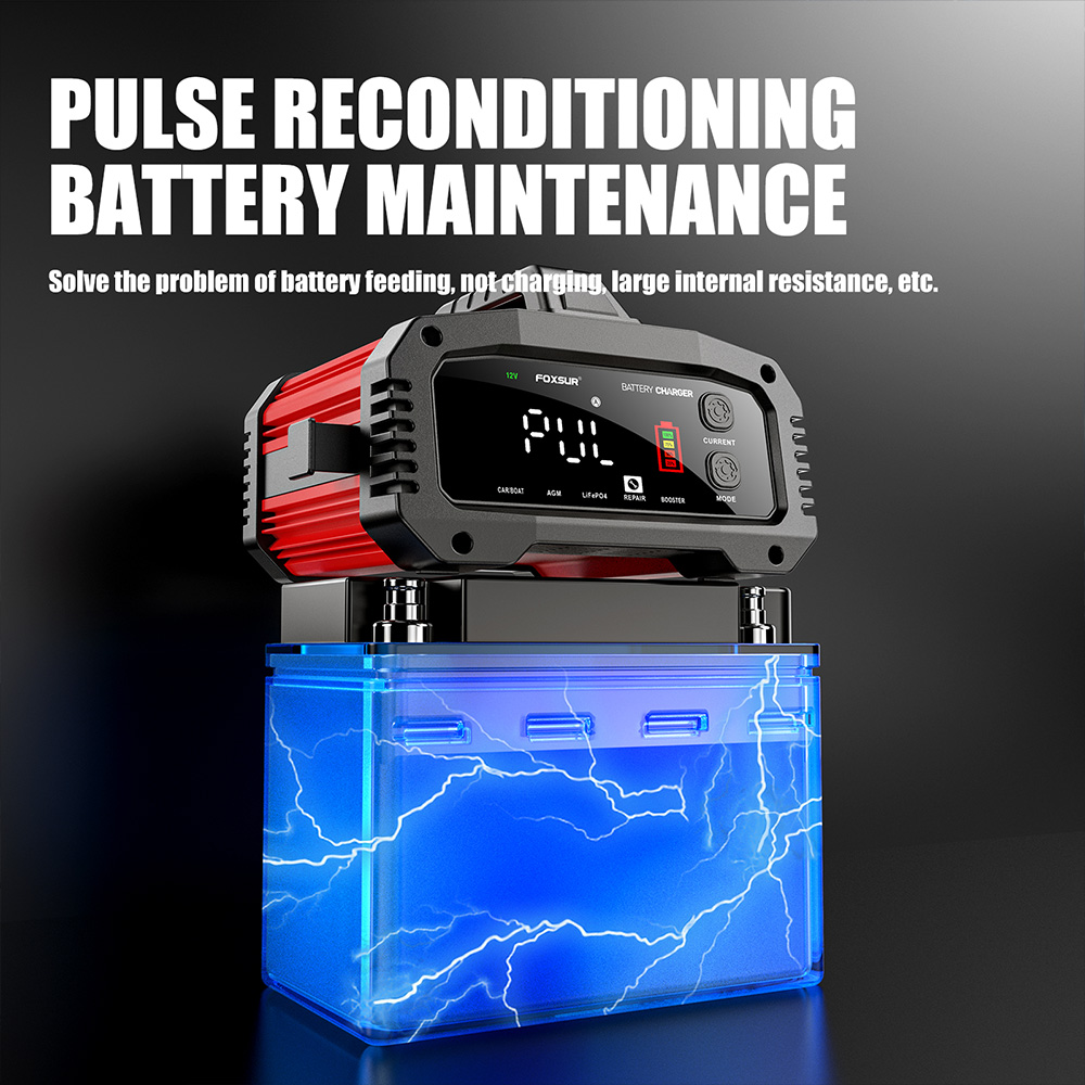 FOXSUR 20A/10A Car Moto Batter - Smart Car Battery Charger 12V 24V 20A ulasan dan harga