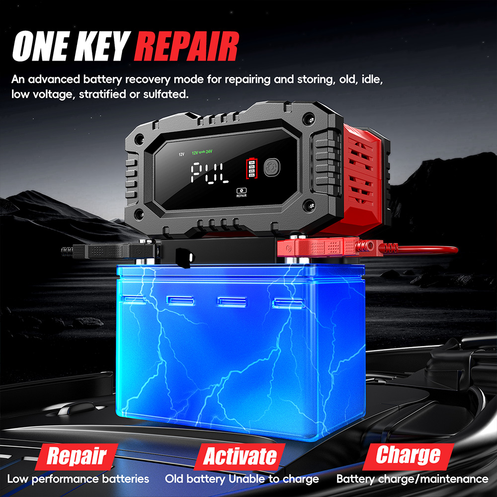 FOXSUR 20A/10A Car Motorcycle  - Smart Car Battery Charger 12V 24V 20A ulasan dan harga
