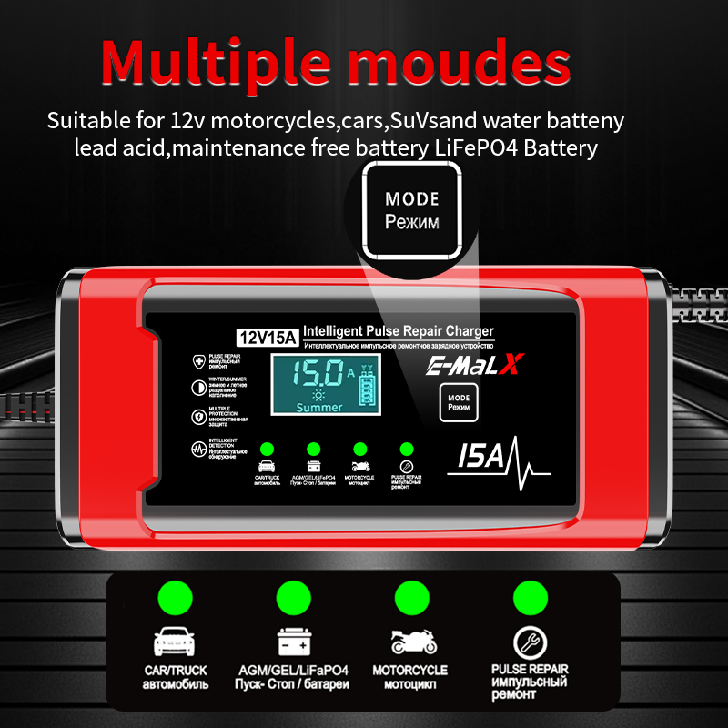 EU Plug 12V 15A Smart Battery  - Lifepo4 Battery Charger Smart Automatic ulasan dan harga