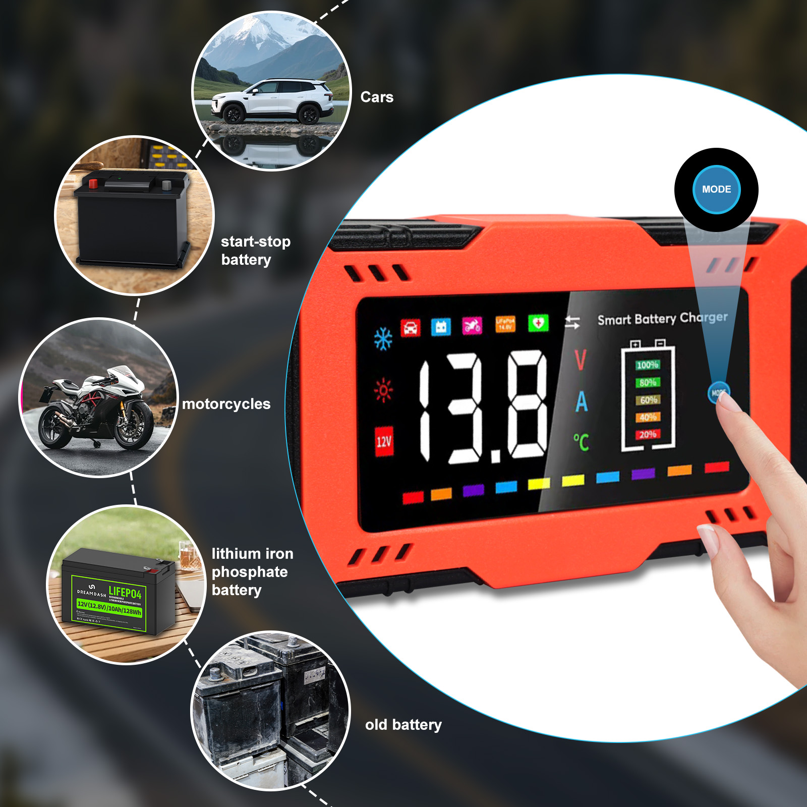 12V 6A Smart Car Battery Charg - Lifepo4 Battery Charger Smart Automatic ulasan dan harga