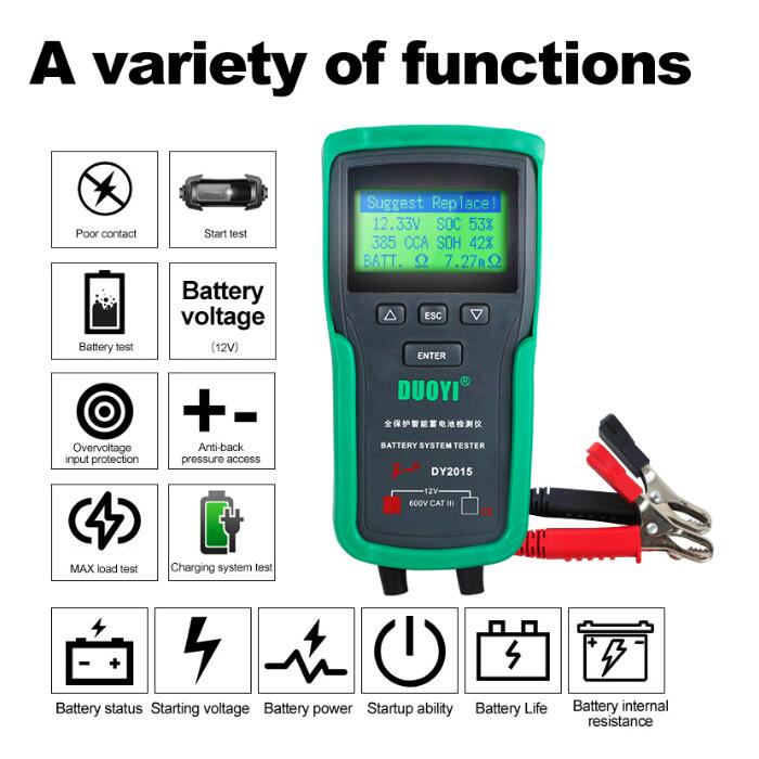DUOYI DY2015 12V Car Battery S - Car Battery Load Tester Digital Cranking ulasan dan harga